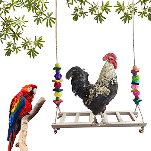 Chicken Swing Hühnerschaukel Holz Hühnerleiter Vögel Spielzeug für Hühnerstall, mittelgroß, groß, für Vögel, Papageien, Aras, Graupapageien, Kakadus von Stronrive