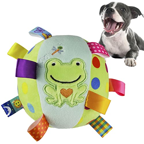 Stronrive Hund Plüschball mit Riemen | Hundespielzeug Bälle mit Riemen,Plüsch- und quietschender Ball mit Glocke, Robustes interaktives Fetch-Hundespielzeug, Indoor-Ball-Spielzeug für kleine von Stronrive