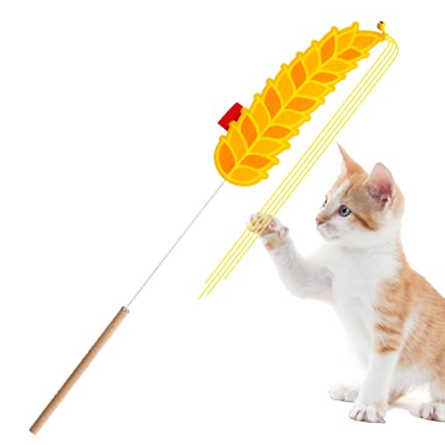 Stronrive Interaktiver Katzenspielzeug-Stick - Weizen/grüne Zwiebeln Interaktives Katzenspielzeug für Hauskatzen,Katzenspielzeug für drinnen, interaktiver Katzenkicker, Tiergeräusche, Übungsspielzeug von Stronrive