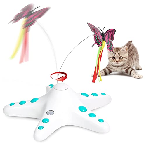 Stronrive Interaktives Katzenspielzeug | Interaktives Katzenspielzeug für Hauskatzen | 360-Grad-rotierender stimulierender Vogel-Schmetterlings-Spin-Selbstspiel-Katzen-Teaser-Zauberstab von Stronrive