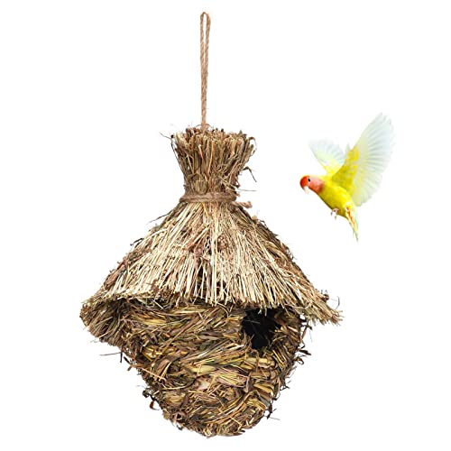 Stronrive Kolibri-Haus-Fenster-Nest,Natürliche Kolibri-Häuser für draußen - Hängendes strohgewebtes Vogel-Nistzubehör für Zuhause, Haus, Bäume für kleine Vögel, Garten-Hirten-Hof-Dekoration von Stronrive