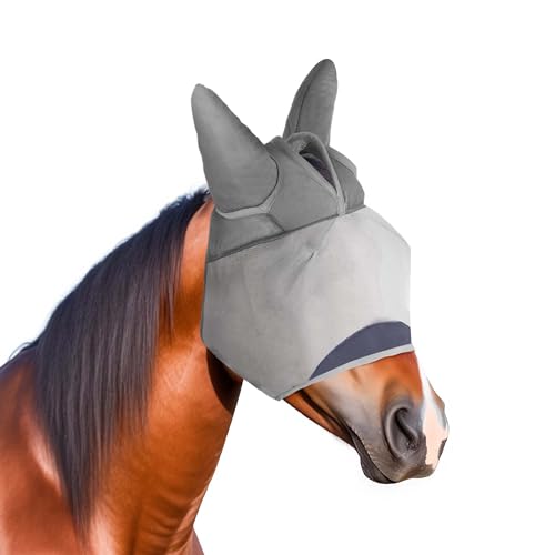 Pferd Fliegenmaske, Super Komfort Fliegenmasken für Pferde, Einstellbare Elastizität UV-Schutz Atmungsaktivität Pferde Fliegenmasken mit Ohren, Pony Mini Equine Fliegenmaske für Miniatur Fohlen von Stuffed