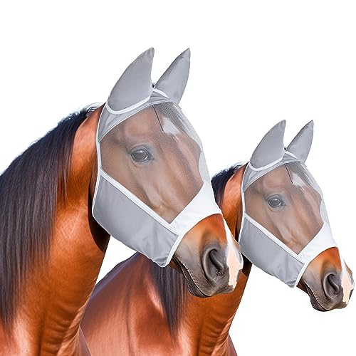 Stuffed Fliegenmaske für Pferde, sehr bequem, verstellbare Elastizität, UV-Schutz, Atmungsaktivität, Pferde, Fohlen, Fliegenmasken mit Ohren, Mini-Fliegenmaske für Pferde, Pony, Cob, Full Extra Full von Stuffed