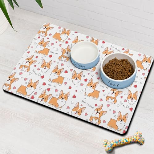 Corgi Hundefutter- und Wassermatte, Haustier-Futtermatte für Boden, rutschfest, wasserdicht, super saugfähig, leicht zu reinigen, umweltfreundlich, langlebig, 43,2 x 76,2 cm Corgi Hundefutter- und Wassermatte, Haustier-Futtermatte für Boden, rutschfest, wasserdicht, super saugfähig, leicht zu reinigen, umweltfreundlich, langlebig, 43,2 x 76,2 cm von Stunnoosy