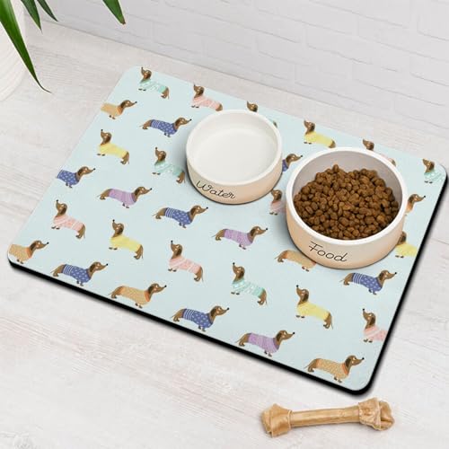 Futter- und Wassermatte für Dackel, rutschfest, wasserdicht, super saugfähig, leicht zu reinigen, umweltfreundlich, langlebig, 40,6 x 61 cm Futter- und Wassermatte für Dackel, rutschfest, wasserdicht, super saugfähig, leicht zu reinigen, umweltfreundlich, langlebig, 40,6 x 61 cm von Stunnoosy