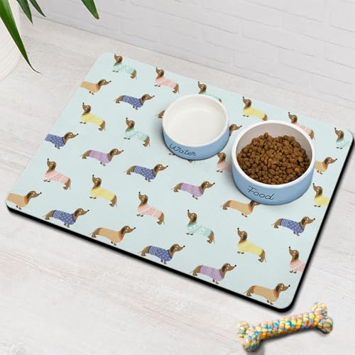 Futter- und Wassermatte für Dackel, rutschfest, wasserdicht, super saugfähig, leicht zu reinigen, umweltfreundlich, langlebig, 43,2 x 76,2 cm Futter- und Wassermatte für Dackel, rutschfest, wasserdicht, super saugfähig, leicht zu reinigen, umweltfreundlich, langlebig, 43,2 x 76,2 cm von Stunnoosy