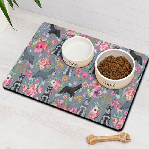 Schnauzer Hundefutter- und Wassermatte, Haustier-Futtermatte für Boden, rutschfest, wasserdicht, super saugfähig, leicht zu reinigen, umweltfreundlich, langlebig, 30,5 x 50,8 cm Schnauzer Hundefutter- und Wassermatte, Haustier-Futtermatte für Boden, rutschfest, wasserdicht, super saugfähig, leicht zu reinigen, umweltfreundlich, langlebig, 30,5 x 50,8 cm von Stunnoosy