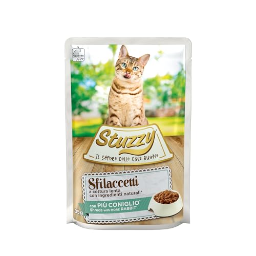 Stuzzy, Komplettes Nassfutter für ausgewachsene Katzen mit Kaninchen, in Filets – (24 Beutel à 85 g) von Stuzzy