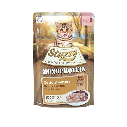 Stuzzy, Monoprotein Grain & Gluten Free, komplettes Nassfutter für Kätzchen mit Huhn, in Pastete - (20 Beutel à 85 g) von Stuzzy