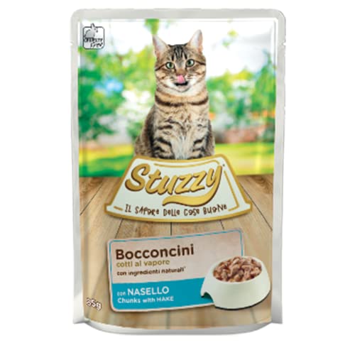 Stuzzy, Nassfutter für Erwachsene Katzen Seehecht, in Leckereien - (24 Beutel à 85 g) von Stuzzy