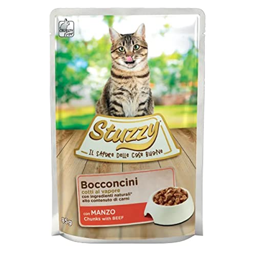 Stuzzy, Nassfutter für Erwachsene Katzen mit Rind, in Leckerbissen - (24 Beutel à 85 g) von Stuzzy