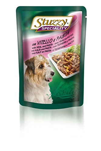 Stuzzy Dog Speciality Kalb & Pasta, Hundefutter nass in Soße, 24 Beutel x 100 g von Stuzzy