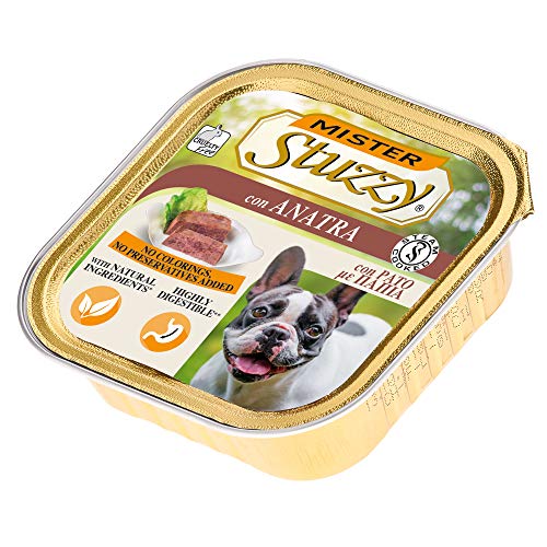 Stuzzy Mister, Nassfutter für Erwachsene Hunde, Ente, Pastete und Fleisch in Stücken, insgesamt 3,3 kg (22 Becher x 150 g) von Stuzzy