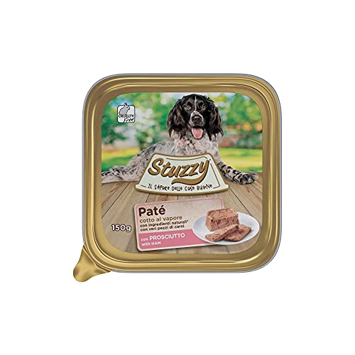 Stuzzy Mister, Nassfutter für Erwachsene Hunde, Geschmack Schinken, Pastete und Fleisch in Stücken, insgesamt 3,3 kg (22 Becher x 150 g) von Stuzzy
