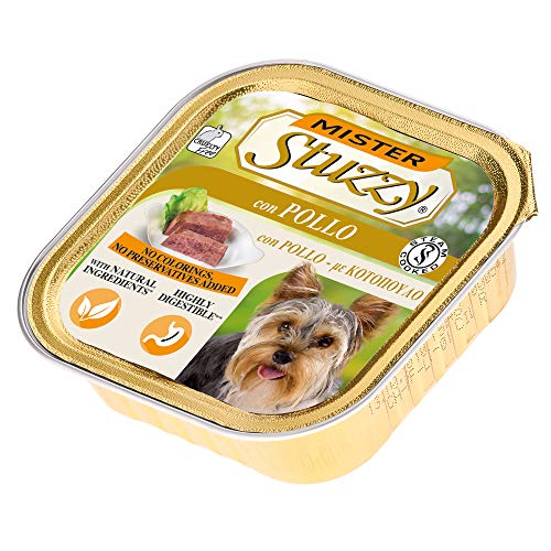 Stuzzy Mister, Nassfutter für ausgewachsene Hunde, Huhn, Pastete und Fleisch in Stücken, insgesamt 3,3 kg (22 Becher x 150 g) von Stuzzy