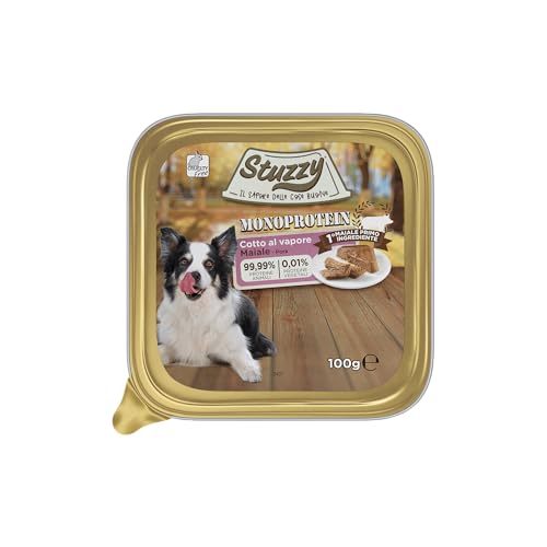 Stuzzy Monoprotein Nassfutter für Hunde mit Schweinegeschmack, 99,9% tierisches Protein, 0,01% pflanzliches Protein, gedämpft, Alleinfuttermittel für Hunde, 16 x 100 g von Stuzzy