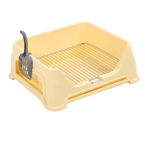 Hundetöpfchenschale, Haustier Im Innenhunde Training Toilette, Innenhundtöpfchenschale Edelstahlraster Robuste Hundetraining Toilette für Kleine Mittelgroße Hunde (Hellgelb) von Stylebest
