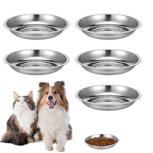 5 Stück Katzennäpfe Edelstahl, 17 cm Futternapf Katze für Katzen mit Breiten Schnurrhaaren Surefeed Futterschale Trinknapf Katze Napf Katze Fressnapf Hundenapf Kleine Hunde, für Katzen Kleine Hunde von Styquenzer