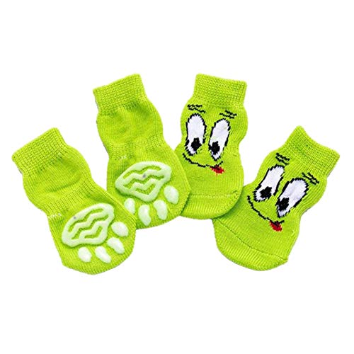 4 niedliche Haustiersocken für Katzen, Welpen, Hunde, rutschfest, Pfotenschutz, Größe M, grüne Augen 4 niedliche Haustiersocken für Katzen, Welpen, Hunde, rutschfest, Pfotenschutz, Größe M, grüne Augen von Suammiitstrieadea