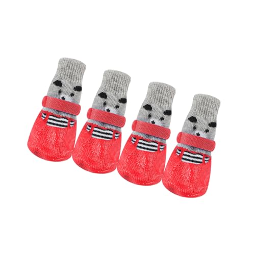 4-teiliges Haustierschuh-Set, niedliche Baumwolle, Regen- und Schneestiefel, Socken-Set, gute Elastizität, mit Gummisohle, Pfotenabdeckung, Strümpfe, Hartholz, Rot, Größe M 4-teiliges Haustierschuh-Set, niedliche Baumwolle, Regen- und Schneestiefel, Socken-Set, gute Elastizität, mit Gummisohle, Pfotenabdeckung, Strümpfe, Hartholz, Rot, Größe M von Suammiitstrieadea