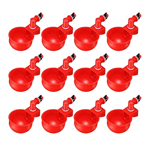 8/12 Stück Huhn Geflügel Wassertränke Cup Coop Bowl Automatische Taubenfütterung, 12 Stück, Rot, 12 Stück von Suammiitstrieadea