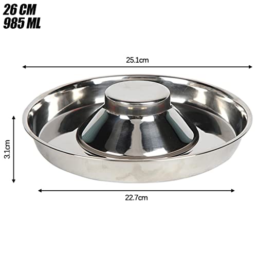 Classic Slow Feeder Hundenapf, Anti-Schlupfnapf, Edelstahl, stoppt Blähungen, S, 26 cm, Silber, S 26 cm von Suammiitstrieadea