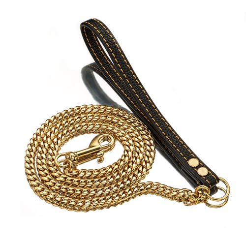 Einfache Kontrolle mit langlebigen und robusten Hundeleinen und Ledergriff, Ledergriff, tragbares Leinenseil, präzise gefertigt, 100 cm, Gold, 100 cm Einfache Kontrolle mit langlebigen und robusten Hundeleinen und Ledergriff, Ledergriff, tragbares Leinenseil, präzise gefertigt, 100 cm, Gold, 100 cm von Suammiitstrieadea