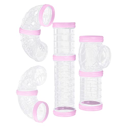 Hamsterröhren-Set, verbundene Tunnel, DIY, Kunststoff, Trainingswerkzeug, Rosa, 8 Stück von Suammiitstrieadea