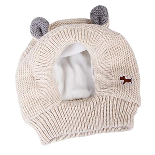 Hundemütze für den Winter, warm, Kopfbedeckung für kleine und mittelgroße Hunde, Beige Hundemütze für den Winter, warm, Kopfbedeckung für kleine und mittelgroße Hunde, Beige von Suammiitstrieadea