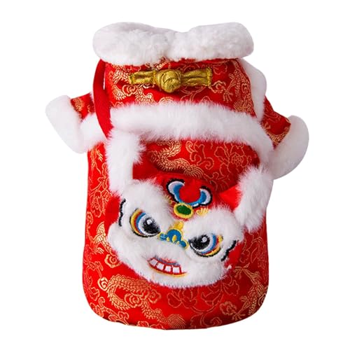 Neujahrskatzenkostüm, Winterbekleidung, Hundeanzug für Bichon-Welpen, Urlaub, M, Rot, Größe M von Suammiitstrieadea