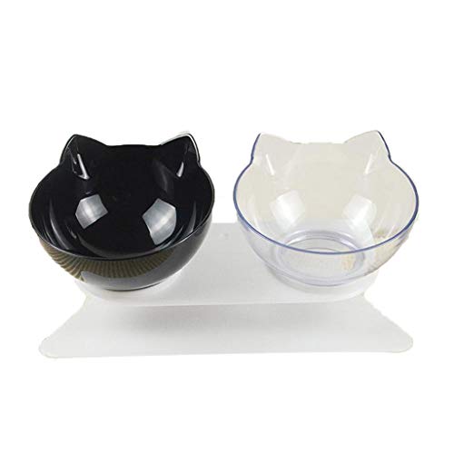 Pet Food Water Feeder Dogs Cats Double Bowl with Stand Black and Transparent Pet Food Water Feeder Dogs Cats Double Bowl with Stand Black and Transparent von Suammiitstrieadea