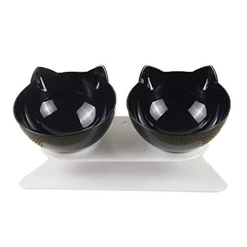 Pet Food Water Feeder Dogs Cats Double Bowl with Stand Double Black Pet Food Water Feeder Dogs Cats Double Bowl with Stand Double Black von Suammiitstrieadea