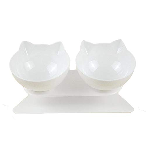 Pet Food Water Feeder Dogs Cats Double Bowl with Stand Double White Pet Food Water Feeder Dogs Cats Double Bowl with Stand Double White von Suammiitstrieadea