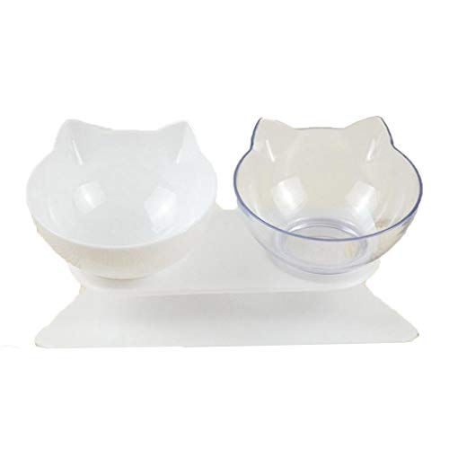 Pet Food Water Feeder Dogs Cats Double Bowl with Stand White and Transparent, White Transparent Pet Food Water Feeder Dogs Cats Double Bowl with Stand White and Transparent, White Transparent von Suammiitstrieadea