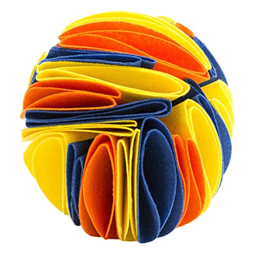 Schnüffelball für Hunde, Puzzle-Spielzeug, erhöht den IQ, langsamer Futterspender, Haustierzug, Gelb, Orange, Blau, 15 cm von Suammiitstrieadea