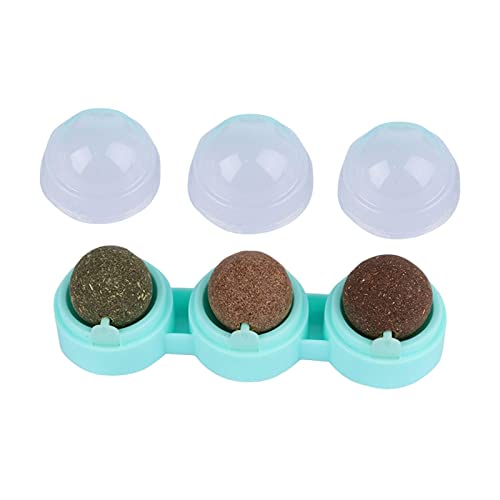 Suammiitstrieadea 3-teiliges Katzenminze-Bälle-Set, interaktives, leichtes Kätzchen-Katzenspielzeug für Wand, Boden, blau, blaue Basis, 3-in-1 von Suammiitstrieadea