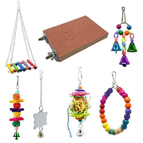 Suammiitstrieadea 7 Packungen Vogelkauspielzeug Käfig Hängespielzeug für Sittiche, Nymphensittiche, Sittiche, Sittiche, S von Suammiitstrieadea