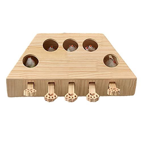 Suammiitstrieadea Holzspielzeug für Katzen, Hamster, 5 Löcher, Fangmaus, interaktiver Schlag Suammiitstrieadea Holzspielzeug für Katzen, Hamster, 5 Löcher, Fangmaus, interaktiver Schlag von Suammiitstrieadea