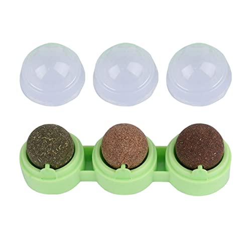 Suammiitstrieadea Katzenminze-Bälle, interaktives, leichtes Kätzchenspielzeug für Wand, Boden, grün, grüne Basis, 3-in-1, 3-in-1, 3-teiliges Set von Suammiitstrieadea