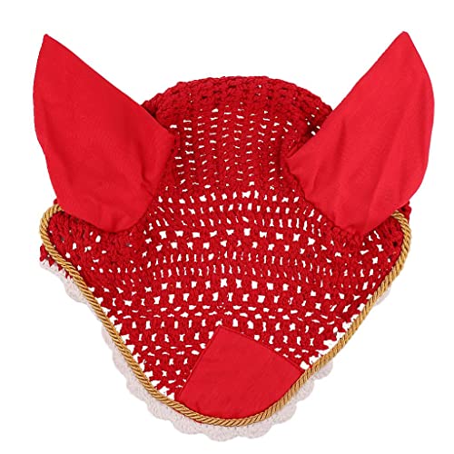 Weiche Baumwolle, handgehäkelt, atmungsaktiv, Fliegenschleier mit Ohren für Pferde, Rot Weiche Baumwolle, handgehäkelt, atmungsaktiv, Fliegenschleier mit Ohren für Pferde, Rot von Suammiitstrieadea
