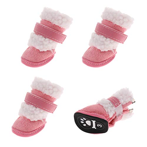 Winterschuhe für Hunde, rutschfest, weiches Fleece, Rosa, Größe M, 4 Stück Winterschuhe für Hunde, rutschfest, weiches Fleece, Rosa, Größe M, 4 Stück von Suammiitstrieadea