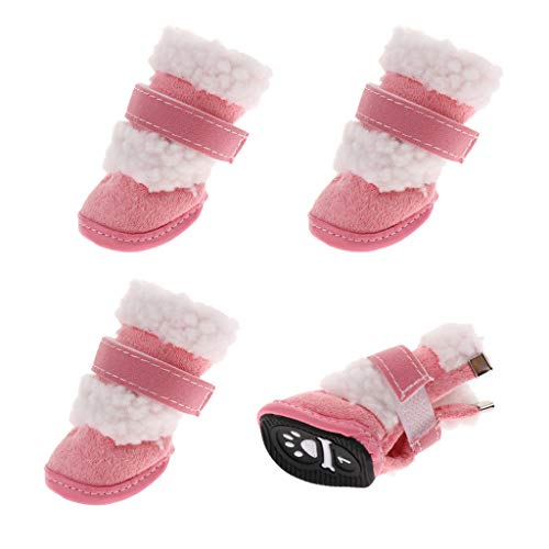 Winterschuhe für Hunde, rutschfest, weiches Fleece, Rosa, Größe S, 4 Stück Winterschuhe für Hunde, rutschfest, weiches Fleece, Rosa, Größe S, 4 Stück von Suammiitstrieadea