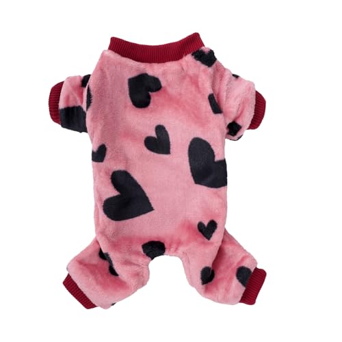 Sucrain Hundepullover mit Herzmotiv, für kleine Hunde, für Yorkie, Winter, warme Welpenkleidung (Herzmotiv, Größe M) von Sucrain