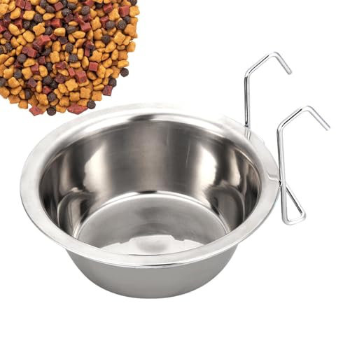 Sucritude Hundekäfignäpfe | Auslaufsicherer Katzen-Wasserspender aus Edelstahl mit Haken | Hängender Katzen-Futterspender für Haustiere im Innenbereich, tragbarer Hundefutternapf für Zuhause, Zwinger Sucritude Hundekäfignäpfe | Auslaufsicherer Katzen-Wasserspender aus Edelstahl mit Haken | Hängender Katzen-Futterspender für Haustiere im Innenbereich, tragbarer Hundefutternapf für Zuhause, Zwinger von Sucritude