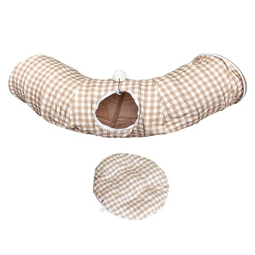 Sucritude Katzen-Donut-Bett, Katzennest-Tunnel - Faltbare Katzennest-Spielzeug-Schlafhöhle mit 2 Eingängen,Waschbares Katzenbett-Donut-Spielzeug für Schlafzimmer, Tierhandlung, Wohnzimmer, Garage Sucritude Katzen-Donut-Bett, Katzennest-Tunnel - Faltbare Katzennest-Spielzeug-Schlafhöhle mit 2 Eingängen,Waschbares Katzenbett-Donut-Spielzeug für Schlafzimmer, Tierhandlung, Wohnzimmer, Garage von Sucritude