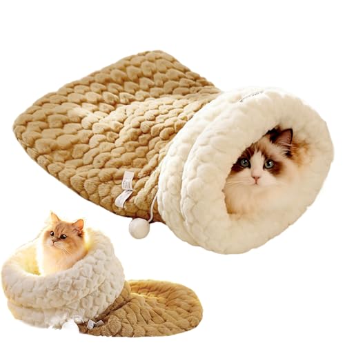 Sucritude Katzen Nest, Winterwarmer Plüsch Schlafplatz, Weiches Geschlossenes Häuschen Für Kleintiere Kaninchen Kitten, Indoor Schlafzimmer Wohnzimmer Balkon Bei Kälte von Sucritude