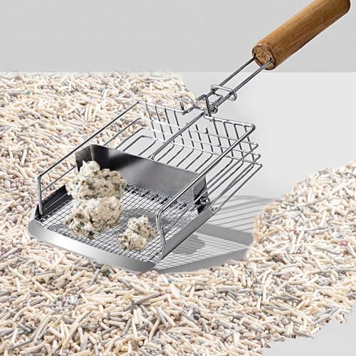 Sucritude Katzenstreu Schaufel | Katzenklo Schaufel | Ergonomische Metallschaufel Mit Holzgriff Und Haken Für Kätzchen Und Hunde Im Haushalt Sucritude Katzenstreu Schaufel | Katzenklo Schaufel | Ergonomische Metallschaufel Mit Holzgriff Und Haken Für Kätzchen Und Hunde Im Haushalt von Sucritude