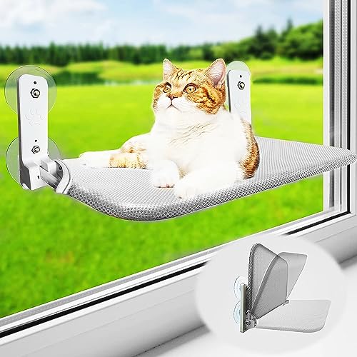 Katzen hängematte,fensterliegeplatz für Katzen mit Stabil Saugnäpfe,Katzenhängebett Fenster,Belast Gewicht zu 25KG 52 * 30cm(Grau) von Sudadera