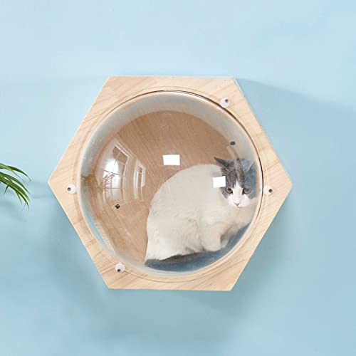 DIY Wand-Klettergerüst Kratzbaum Katzenspielzeug Raumkapsel Spielhaus Höhle Kätzchen Spielzeugbett Holz Haustiermöbel (Color : E) von Sudemota
