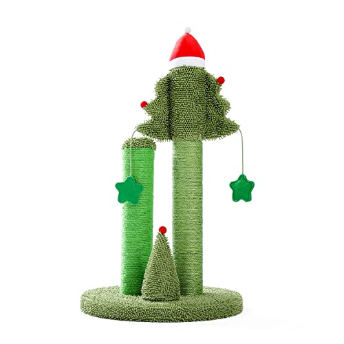 Festlicher Katzenkratzbaum Kaktusbaumturm mit Sisalseil Katzenklettergerüst mit Weihnachtsdeko von Sudemota